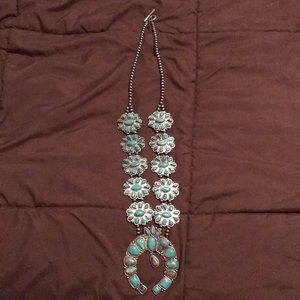 Faux turquoise squash blossom